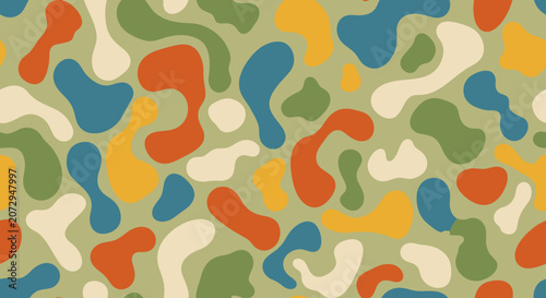 Retro Camouflage Pattern - Abstract Organic Shapes Background