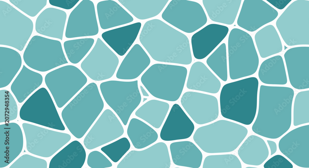Obraz premium Geometric Mosaic Pattern, Teal and Aqua Blocks, White Grout