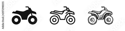Canvastavla Set of ATV or Quad Bike Icons: Solid, Outline, and Sketch Styles