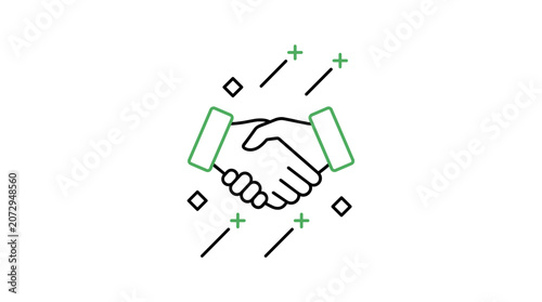 Handshake line icon vector showing business agreement, partnership, teamwork, deal, trust and collaboration concept