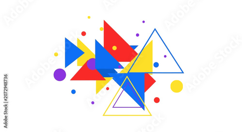 Abstract Geometric Shapes, Triangles, Circles, Colorful Background, Modern Design