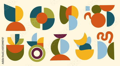 Abstract geometric shapes pattern - Mid-century modern design