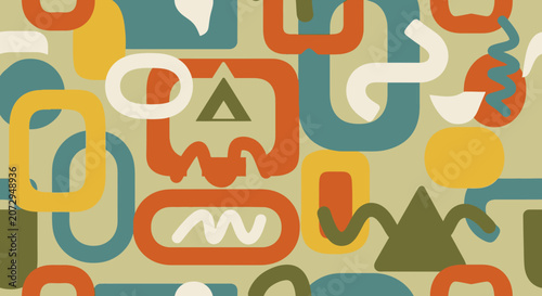 Retro Geometric Pattern - Mid Century Modern Abstract Background