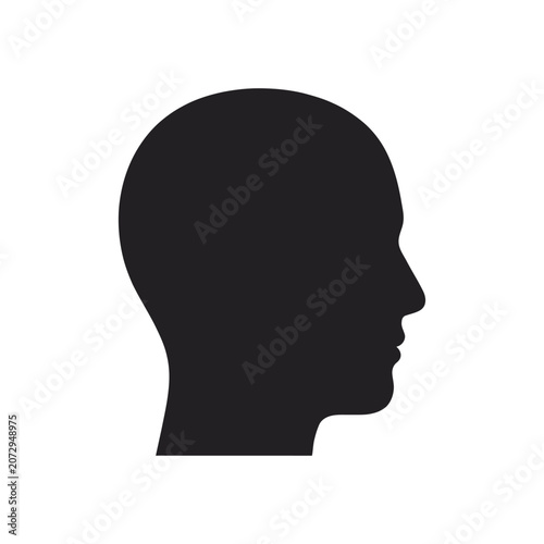 Tableau sur toile Black silhouette, human head, side profile, vector icon, minimalist design isola