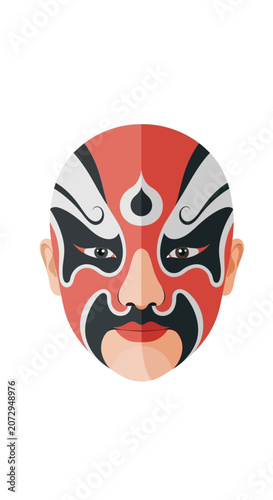 Traditional Chinese Opera Face Mask Illustration