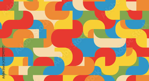Vibrant Geometric Pattern: Abstract Colorful Shapes, Retro Design, Modern Backdrop