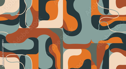 Abstract Organic Shapes Pattern, Mid-Century Modern Style