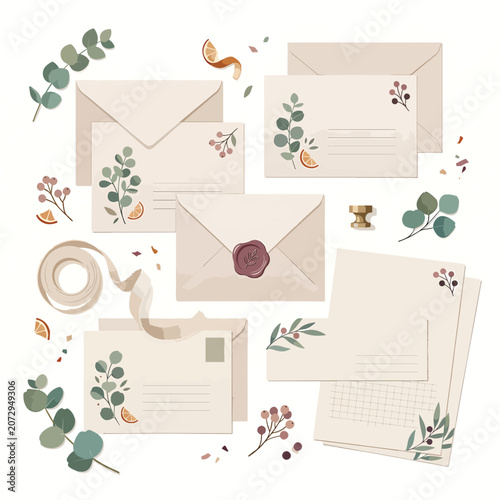 Stationery items with floral designs 1.