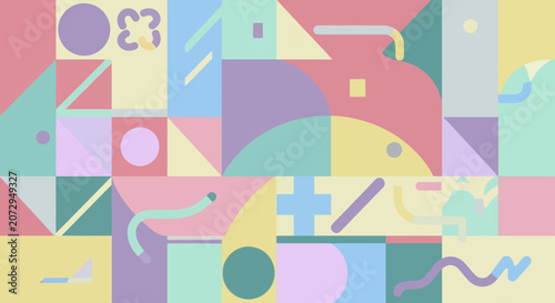 Pastel geometric abstract background with soft shapes and patterns