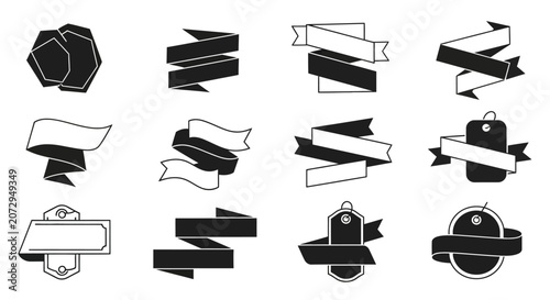 Set of modern flat design labels, ribbons, and tags collection