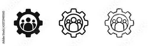 Teamwork Gear Cogwheel Management Icons Set