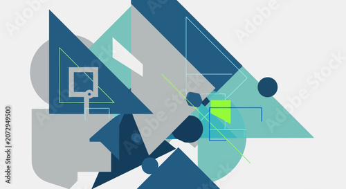 Abstract Geometric Shapes Blue Teal Grey Modern Patterns Design