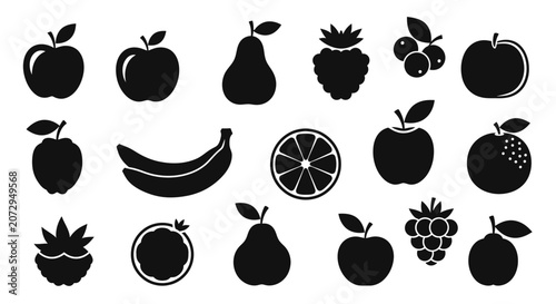Assorted Fresh Fruit Icons - Healthy Food Icons Collection