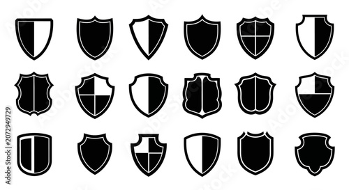 Shield Icons Set - Security, Protection, Emblem, Badge & Heraldry