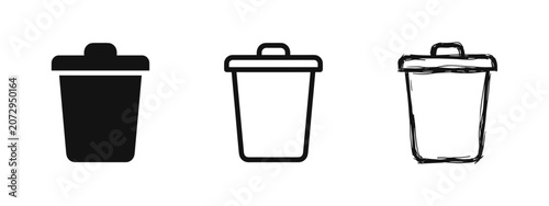 Fotografie Trash can or recycle bin icon set in different styles