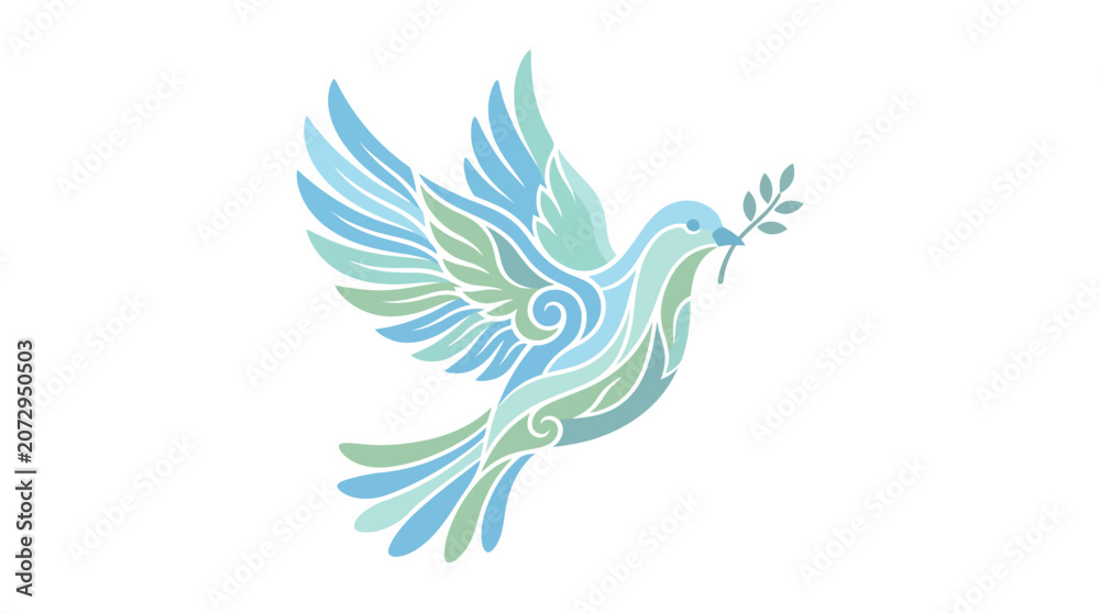 Fototapeta premium Stylized Dove Illustration with Olive Branch