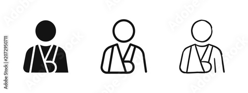 Fotografie Arm in a sling medical icon set, injured arm or fracture support symbol