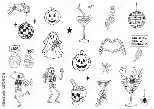 Foto Halloween Wedding Clipart Bundle – Skeleton Bride and Groom, Ghost, Pumpkin, Dis
