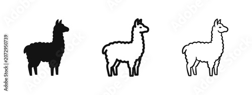 Fotografie Llama icon set, cute alpaca or llama wildlife animal symbol