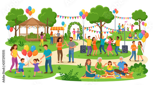 Joyful Summer Festival Day in a Green Park