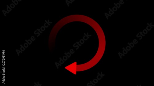 Neon Red Loading Arrow Rotating Loop on Black Background