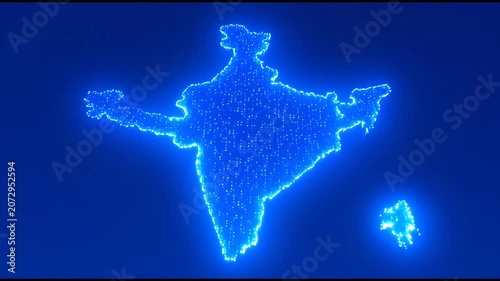 India map digital glow animation: futuristic technology network and connectivity concept