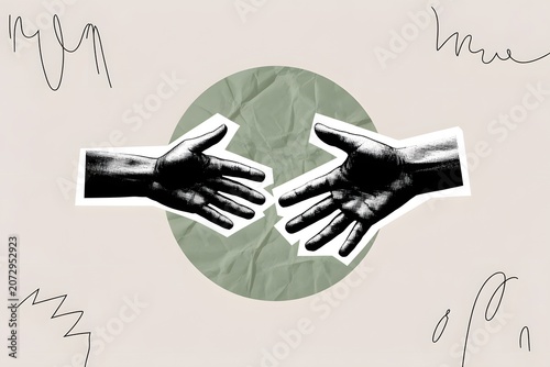 Two Hands Reaching Toward Each Other in Gesture of Connection Greeting and Partnership