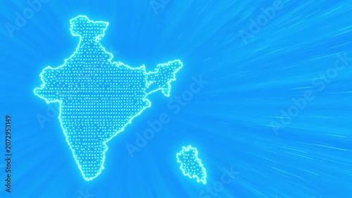 India map digital glowing network connection abstract background, motion geography