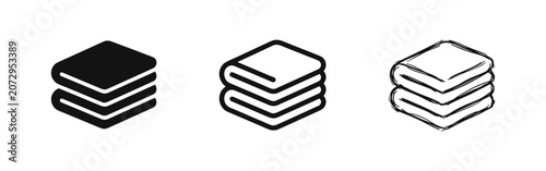 Εκτύπωση καμβά Stack of folded towels icon set in glyph, outline, and sketch style