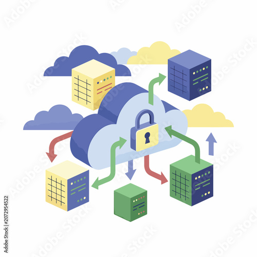 Cloud computing data security concept.
