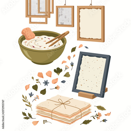 Autumn still life with oatmeal bowl.