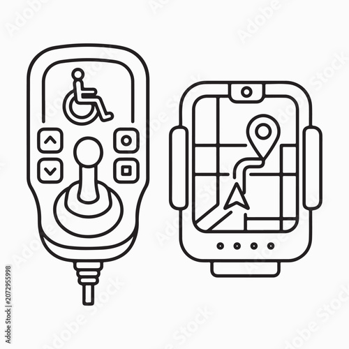 Accessible Navigation Controller and GPS Device Vector Icon Set
