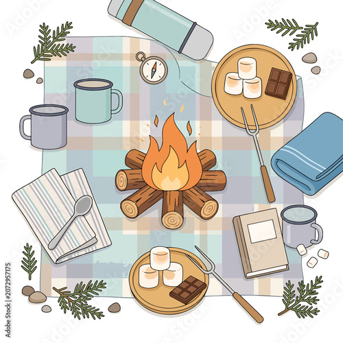 Campfire Cooking Outdoor Adventure Picnic.
