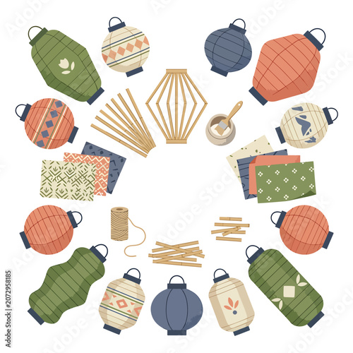 Colorful Chinese Lanterns and Decorations.