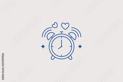 Quadro su tela Twin bell mechanical alarm clock with ringing marks line icon for clockmaker shop