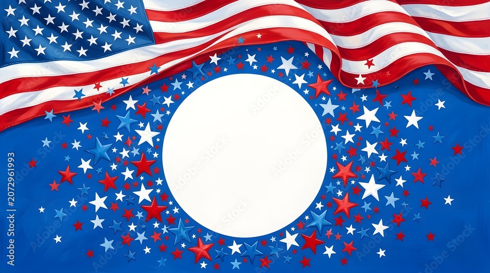 Obraz premium American flag with stars and blank circle for text or design
