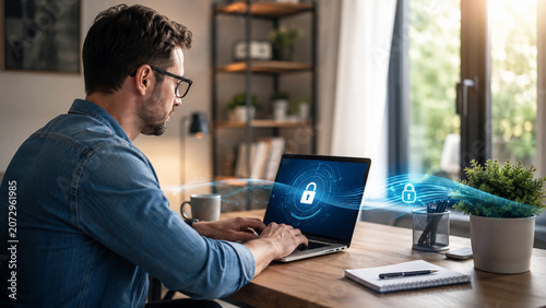 Remote Work Cybersecurity And Secure Home Office Connection