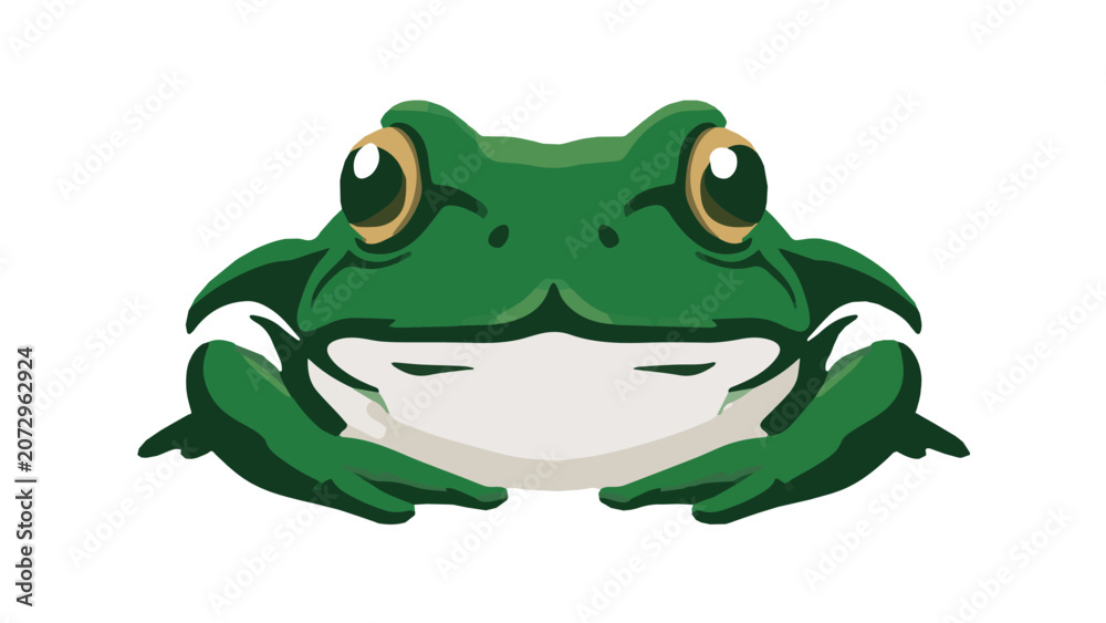 Fototapeta premium Cartoon Green Frog Illustration with Big Eyes.