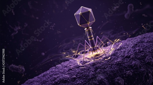 Bacteriophage Settling Into Cellular Fluid Above Bacillus Surface