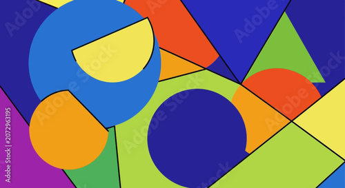 Abstract Geometric Shapes Collage - Vibrant Colors