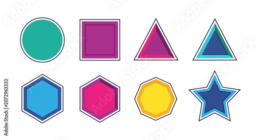 Geometric Shapes Collection: Circle, Square, Triangle, Hexagon, Star