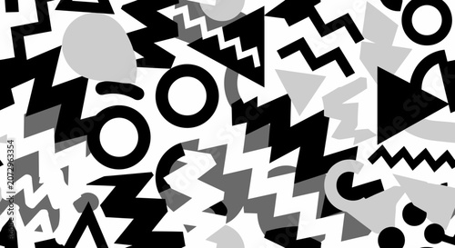 Retro Abstract Geometric Background Design - Memphis Style