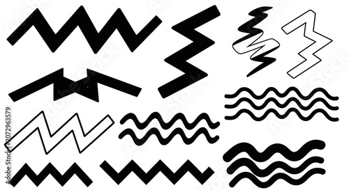 Abstract Zigzag and Wavy Line Graphics Collection