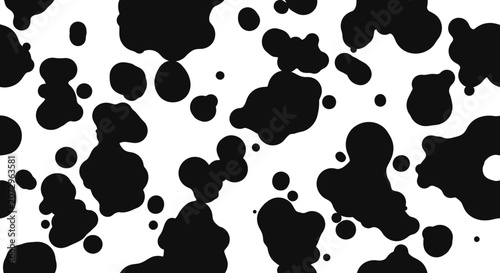 Black Ink Splatter Pattern - Irregular Shapes on White Background