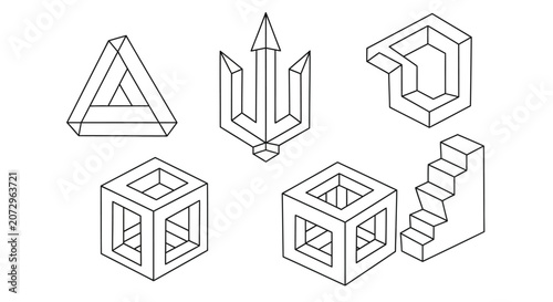 Impossible Geometry: Optical Illusions, Triangles, Cubes, Steps, Trident