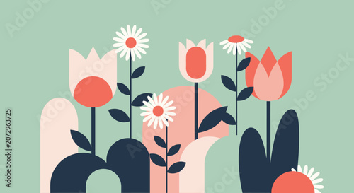 Mid-century Modern Floral Garden Art