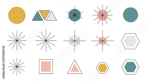 Mid-century Geometric Shapes, Abstract Design, Retro Pattern