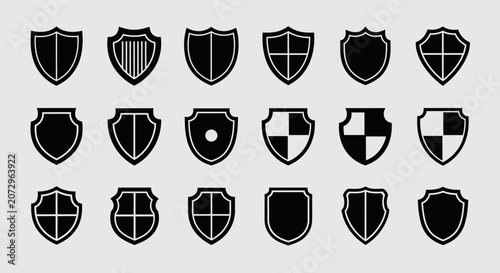 Shield Icons Set - Protection, Security, Safety Symbols