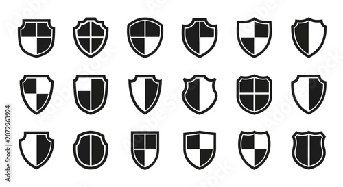 Shield Icons Set: Security, Protection, and Safety Symbol Collection