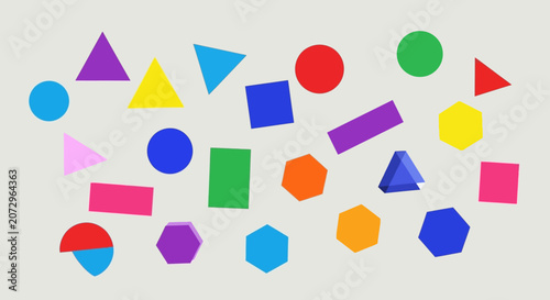 Colorful Geometric Shapes on Neutral Background - Abstract Design Elements